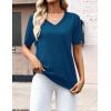 Zeagoo Womens Short Sleeve Sweaters 2026 Summer Lightweight V Neck Pullover Tops Dressy Business Casual Blouses Clothes(Blue)