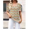 Zeagoo Womens Short Sleeve Sweaters 2026 Summer Lightweight V Neck Pullover Tops Dressy Business Casual Blouses Clothes(Floral Apricot)