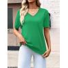 Zeagoo Womens Short Sleeve Sweaters 2026 Summer Lightweight V Neck Pullover Tops Dressy Business Casual Blouses Clothes(Green)