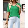 Zeagoo Womens Short Sleeve Sweaters 2026 Summer Lightweight V Neck Pullover Tops Dressy Business Casual Blouses Clothes(Green)