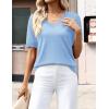 Zeagoo Womens Short Sleeve Sweaters 2026 Summer Lightweight V Neck Pullover Tops Dressy Business Casual Blouses Clothes(Light Blue)