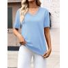 Zeagoo Womens Short Sleeve Sweaters 2026 Summer Lightweight V Neck Pullover Tops Dressy Business Casual Blouses Clothes(Light Blue)