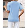 Zeagoo Womens Short Sleeve Sweaters 2026 Summer Lightweight V Neck Pullover Tops Dressy Business Casual Blouses Clothes(Light Blue)