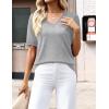 Zeagoo Womens Short Sleeve Sweaters 2026 Summer Lightweight V Neck Pullover Tops Dressy Business Casual Blouses Clothes(Light Gray)