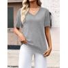 Zeagoo Womens Short Sleeve Sweaters 2026 Summer Lightweight V Neck Pullover Tops Dressy Business Casual Blouses Clothes(Light Gray)