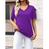 Zeagoo Womens Short Sleeve Sweaters 2026 Summer Lightweight V Neck Pullover Tops Dressy Business Casual Blouses Clothes(Purple)