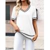 Zeagoo Womens Short Sleeve Sweaters 2026 Summer Lightweight V Neck Pullover Tops Dressy Business Casual Blouses Clothes(Tz289)