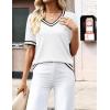 Zeagoo Womens Short Sleeve Sweaters 2026 Summer Lightweight V Neck Pullover Tops Dressy Business Casual Blouses Clothes(Tz289)