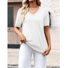 Zeagoo Womens Short Sleeve Sweaters 2026 Summer Lightweight V Neck Pullover Tops Dressy Business Casual Blouses Clothes(White)