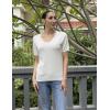 Zeagoo Womens Short Sleeve Sweaters 2026 Summer Lightweight V Neck Pullover Tops Dressy Business Casual Blouses Clothes(White)