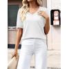 Zeagoo Womens Short Sleeve Sweaters 2026 Summer Lightweight V Neck Pullover Tops Dressy Business Casual Blouses Clothes(White)