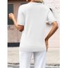 Zeagoo Womens Short Sleeve Sweaters 2026 Summer Lightweight V Neck Pullover Tops Dressy Business Casual Blouses Clothes(White)