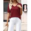 Zeagoo Womens Short Sleeve Sweaters 2026 Summer Lightweight V Neck Pullover Tops Dressy Business Casual Blouses Clothes(Wine Red)