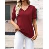 Zeagoo Womens Short Sleeve Sweaters 2026 Summer Lightweight V Neck Pullover Tops Dressy Business Casual Blouses Clothes(Wine Red)