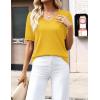 Zeagoo Womens Short Sleeve Sweaters 2026 Summer Lightweight V Neck Pullover Tops Dressy Business Casual Blouses Clothes(Yellow)