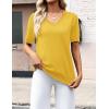 Zeagoo Womens Short Sleeve Sweaters 2026 Summer Lightweight V Neck Pullover Tops Dressy Business Casual Blouses Clothes(Yellow)