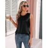 Zeagoo Womens Silk Satin Tank Tops Crew Neck Pleated Camisole Sleeveless Business Work Blouse Dressy Casual Summer Shirt(Black)