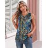 Zeagoo Womens Silk Satin Tank Tops Crew Neck Pleated Camisole Sleeveless Business Work Blouse Dressy Casual Summer Shirt(Blue Flower)
