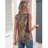 Zeagoo Womens Silk Satin Tank Tops Crew Neck Pleated Camisole Sleeveless Business Work Blouse Dressy Casual Summer Shirt(Boho Print)