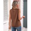 Zeagoo Womens Silk Satin Tank Tops Crew Neck Pleated Camisole Sleeveless Business Work Blouse Dressy Casual Summer Shirt(Brown)
