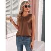Zeagoo Womens Silk Satin Tank Tops Crew Neck Pleated Camisole Sleeveless Business Work Blouse Dressy Casual Summer Shirt(Brown)