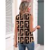 Zeagoo Womens Silk Satin Tank Tops Crew Neck Pleated Camisole Sleeveless Business Work Blouse Dressy Casual Summer Shirt(Brown Black Print)