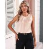 Zeagoo Womens Silk Satin Tank Tops Crew Neck Pleated Camisole Sleeveless Business Work Blouse Dressy Casual Summer Shirt(Khaki)