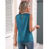 Zeagoo Womens Silk Satin Tank Tops Crew Neck Pleated Camisole Sleeveless Business Work Blouse Dressy Casual Summer Shirt(Lake Green)
