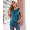 Zeagoo Womens Silk Satin Tank Tops Crew Neck Pleated Camisole Sleeveless Business Work Blouse Dressy Casual Summer Shirt(Lake Green)