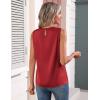 Zeagoo Womens Silk Satin Tank Tops Crew Neck Pleated Camisole Sleeveless Business Work Blouse Dressy Casual Summer Shirt(Wine Red)