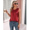 Zeagoo Womens Silk Satin Tank Tops Crew Neck Pleated Camisole Sleeveless Business Work Blouse Dressy Casual Summer Shirt(Wine Red)