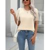 Zeagoo Womens Summer Short Sleeve Tops Crew Neck Lightweight Pullover Sweaters Loose Dressy Casual Blouse Basic Clothes(Apricot)