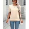 Zeagoo Womens Summer Short Sleeve Tops Crew Neck Lightweight Pullover Sweaters Loose Dressy Casual Blouse Basic Clothes(Apricot)