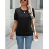 Zeagoo Womens Summer Short Sleeve Tops Crew Neck Lightweight Pullover Sweaters Loose Dressy Casual Blouse Basic Clothes(Black)