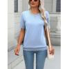 Zeagoo Womens Summer Short Sleeve Tops Crew Neck Lightweight Pullover Sweaters Loose Dressy Casual Blouse Basic Clothes(Blue)