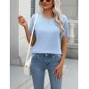 Zeagoo Womens Summer Short Sleeve Tops Crew Neck Lightweight Pullover Sweaters Loose Dressy Casual Blouse Basic Clothes(Blue)