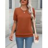 Zeagoo Womens Summer Short Sleeve Tops Crew Neck Lightweight Pullover Sweaters Loose Dressy Casual Blouse Basic Clothes(Brick Red)