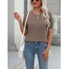 Zeagoo Womens Summer Short Sleeve Tops Crew Neck Lightweight Pullover Sweaters Loose Dressy Casual Blouse Basic Clothes(Brown)