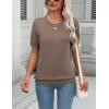 Zeagoo Womens Summer Short Sleeve Tops Crew Neck Lightweight Pullover Sweaters Loose Dressy Casual Blouse Basic Clothes(Brown)