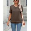 Zeagoo Womens Summer Short Sleeve Tops Crew Neck Lightweight Pullover Sweaters Loose Dressy Casual Blouse Basic Clothes(Camel)