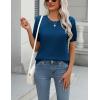 Zeagoo Womens Summer Short Sleeve Tops Crew Neck Lightweight Pullover Sweaters Loose Dressy Casual Blouse Basic Clothes(Dark Blue)