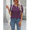 Zeagoo Womens Summer Short Sleeve Tops Crew Neck Lightweight Pullover Sweaters Loose Dressy Casual Blouse Basic Clothes(Dark Purple)