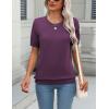 Zeagoo Womens Summer Short Sleeve Tops Crew Neck Lightweight Pullover Sweaters Loose Dressy Casual Blouse Basic Clothes(Dark Purple)