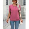 Zeagoo Womens Summer Short Sleeve Tops Crew Neck Lightweight Pullover Sweaters Loose Dressy Casual Blouse Basic Clothes(Deep Pink)