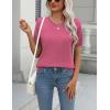 Zeagoo Womens Summer Short Sleeve Tops Crew Neck Lightweight Pullover Sweaters Loose Dressy Casual Blouse Basic Clothes(Deep Pink)