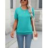 Zeagoo Womens Summer Short Sleeve Tops Crew Neck Lightweight Pullover Sweaters Loose Dressy Casual Blouse Basic Clothes(Diving Blue)