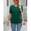 Zeagoo Womens Summer Short Sleeve Tops Crew Neck Lightweight Pullover Sweaters Loose Dressy Casual Blouse Basic Clothes(Grass Green)