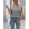 Zeagoo Womens Summer Short Sleeve Tops Crew Neck Lightweight Pullover Sweaters Loose Dressy Casual Blouse Basic Clothes(Gray)