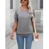 Zeagoo Womens Summer Short Sleeve Tops Crew Neck Lightweight Pullover Sweaters Loose Dressy Casual Blouse Basic Clothes(Gray)
