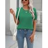 Zeagoo Womens Summer Short Sleeve Tops Crew Neck Lightweight Pullover Sweaters Loose Dressy Casual Blouse Basic Clothes(Green)